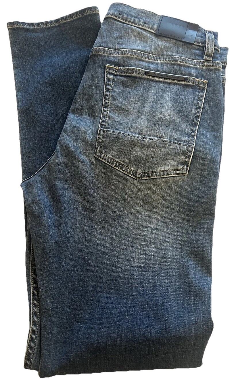 7 For All Mankind Mens Adrien Jeans Medium Wash Slim Tapered Logo Patch Sz 32x32